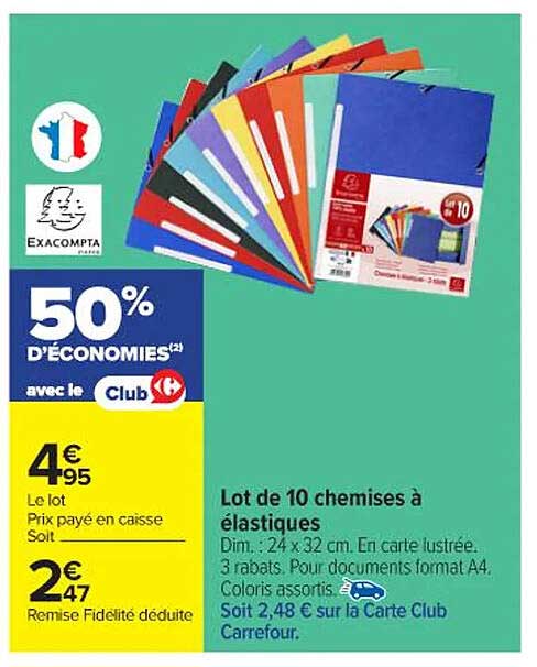 Lot de 10 chemises à élastiques