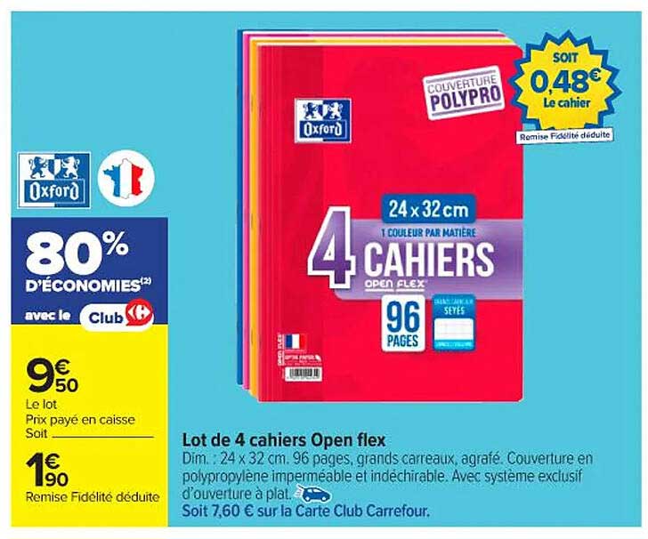 Lot de 4 cahiers Open flex