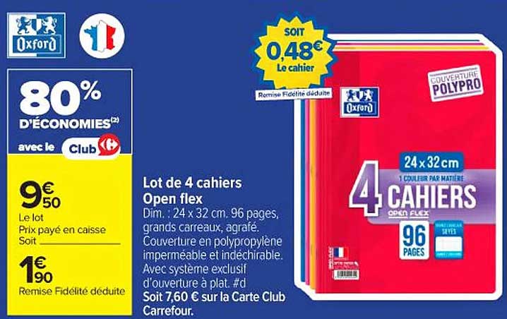 Lot de 4 cahiers Open flex