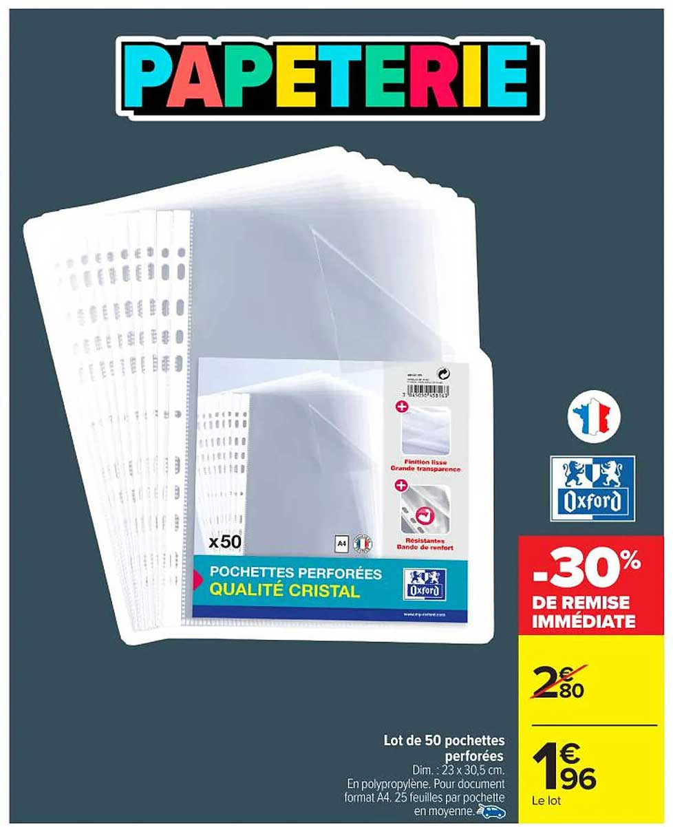 Lot de 50 pochettes perforées