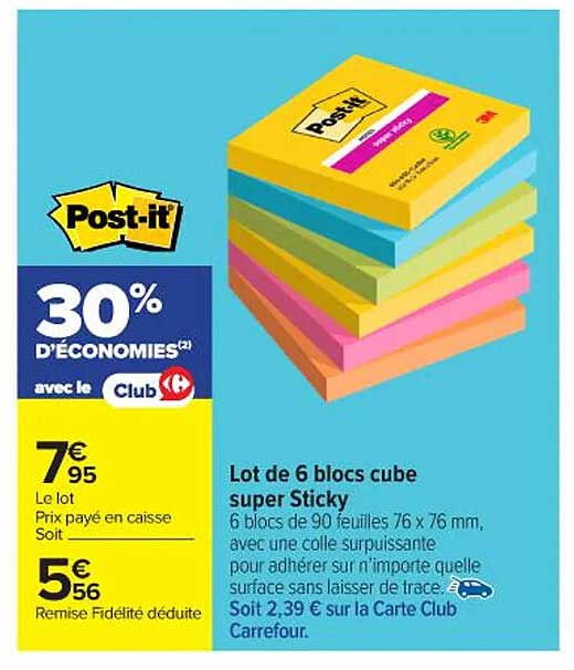 Lot de 6 blocs cube super Sticky