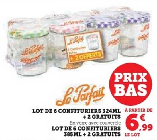 LOT DE 6 CONFITURIERS 324ML + 2 GRATUITS