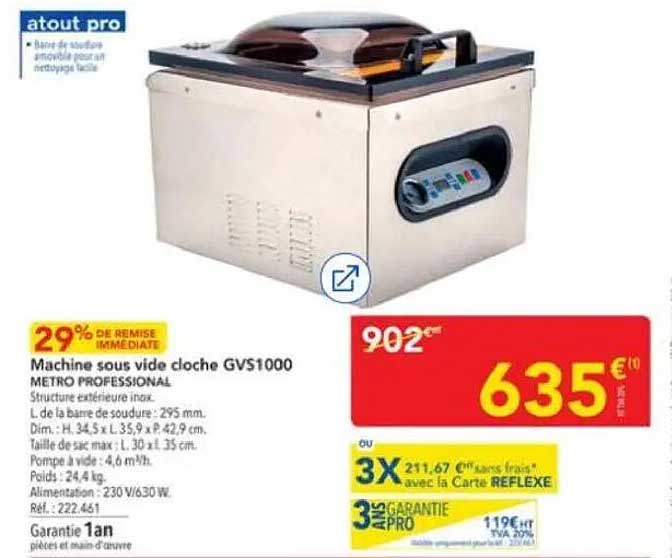 Machine sous vide cloche GVS1000 METRO PROFESSIONAL