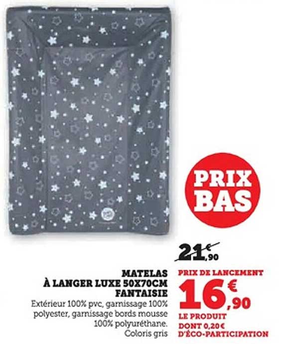 MATELAS À LANGER LUXE 50X70CM FANTAISIE