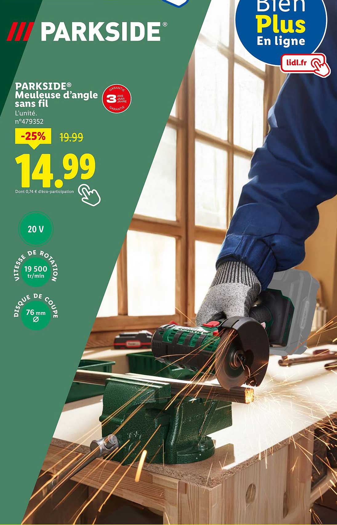 Meuleuse d'angle sans fil PARKSIDE