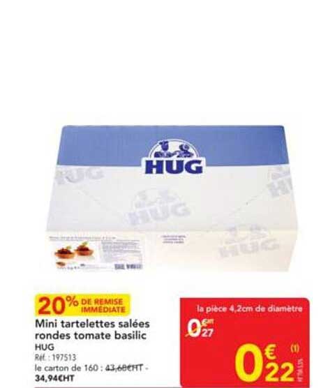Mini tartelettes salées rondes tomate basilic HUG