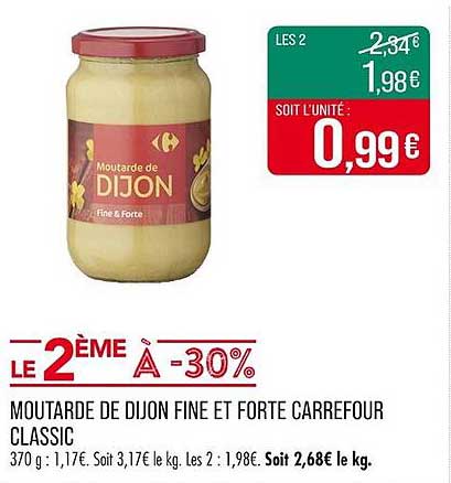 MOUTARDE DE DIJON FINE ET FORTE CARREFOUR CLASSIC