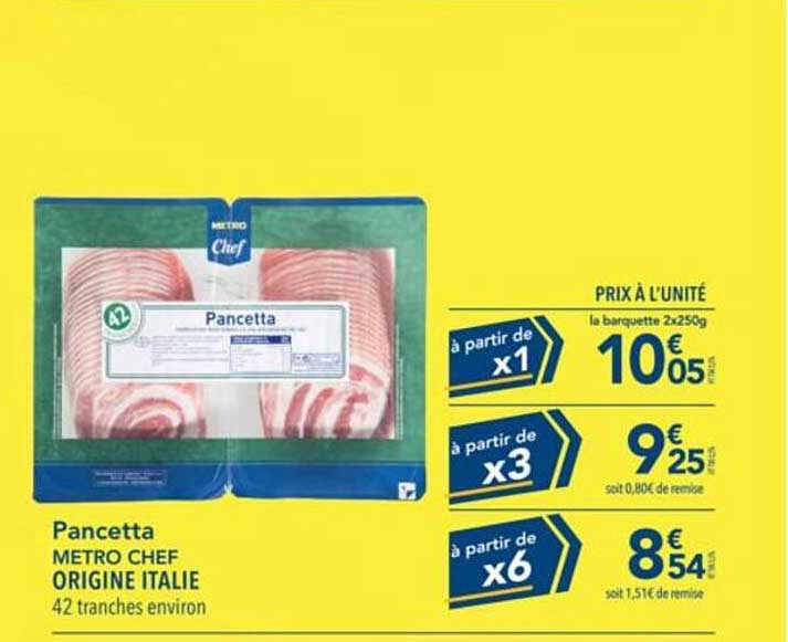 Pancetta METRO CHEF ORIGINE ITALIE