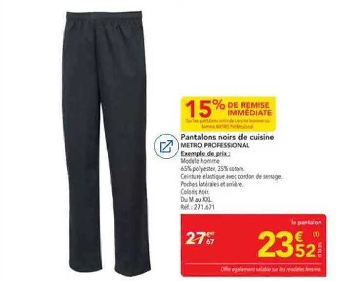 Pantalons noirs de cuisine