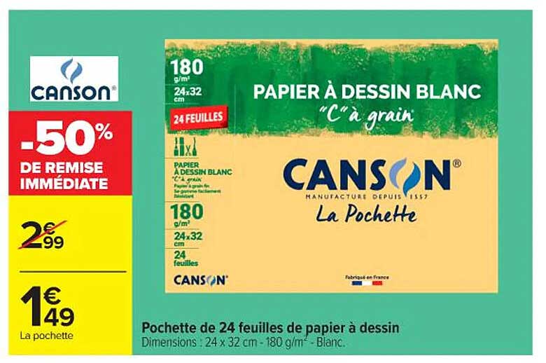 Papier à dessin blanc "C à grain"