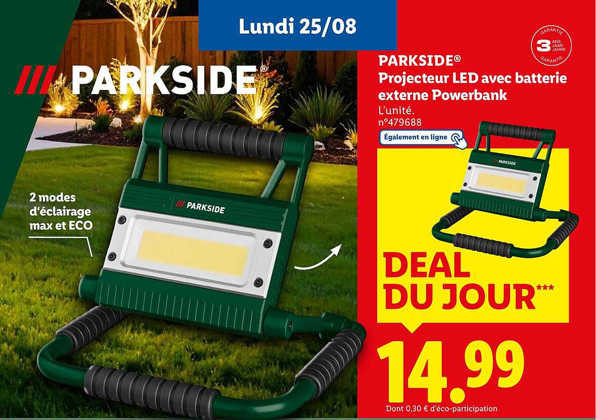 PARKSIDE® Projecteur LED avec batterie externe Powerbank