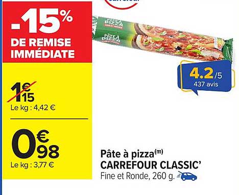 Pâte à pizza(m) CARREFOUR CLASSIC’