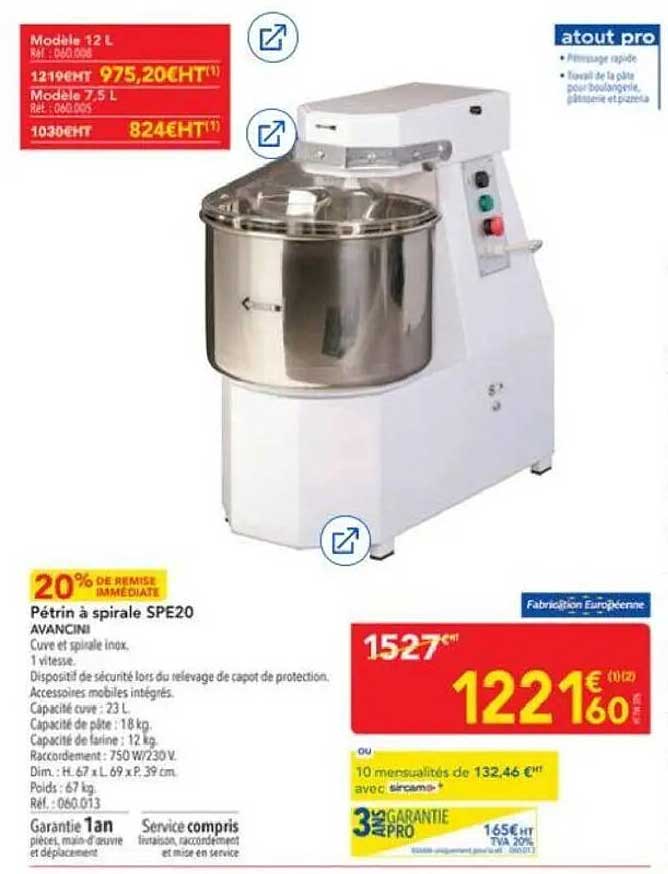 Pétrin à spirale SPE20 AVANCINI