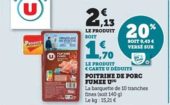 Poitrine de porc fumée U