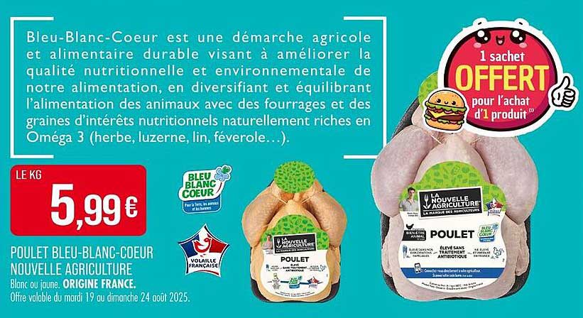 Poulet Bleu-Blanc-Coeur Nouvelle Agriculture
