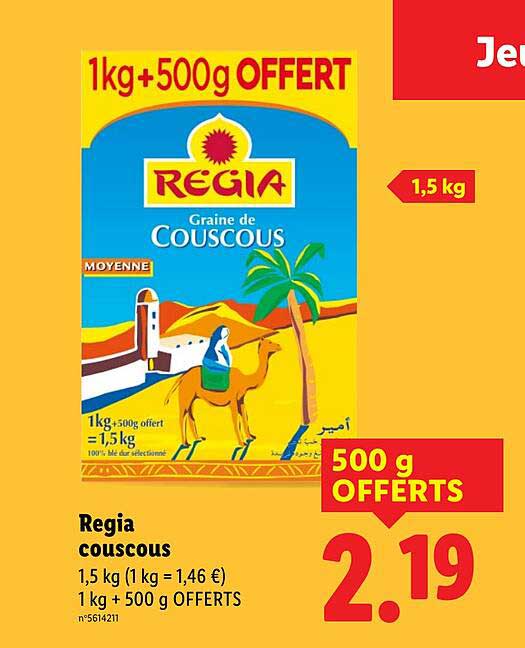 Regia couscous 1kg + 500g OFFERT
