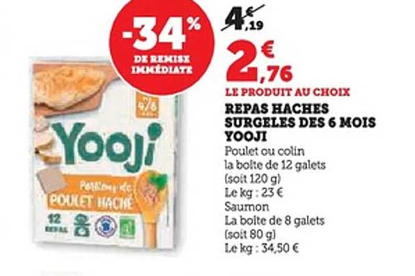 REPAS HACHES SURGELES DES 6 MOIS YOOJI
