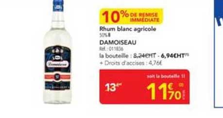 Rhum blanc agricole 50°/8 - DAMOISEAU