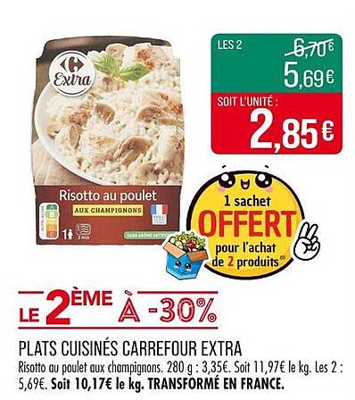 Risotto au poulet aux champignons - 2ème à -30%