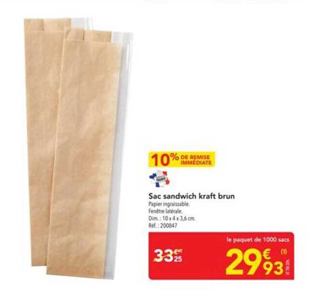 Sac sandwich kraft brun
