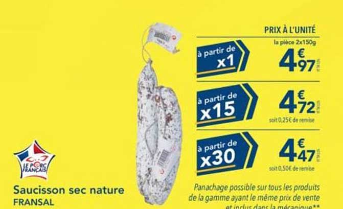 Saucisson sec nature FRANSAL