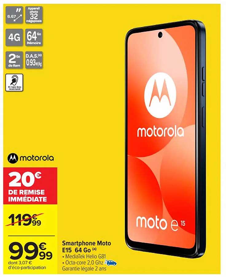 Smartphone Moto E15 64 Go