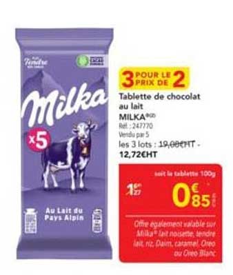 Tablette de chocolat au lait MILKA