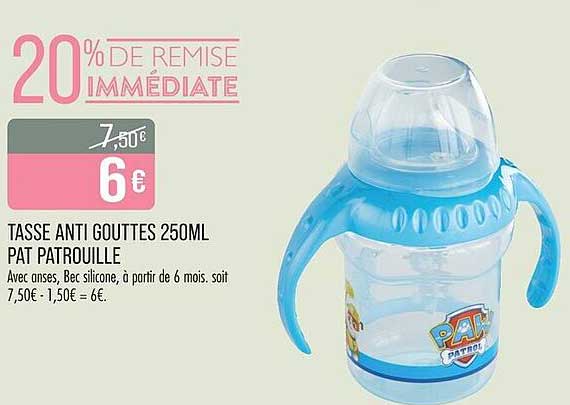 TASSE ANTI GOUTTES 250ML PAT PATROUILLE