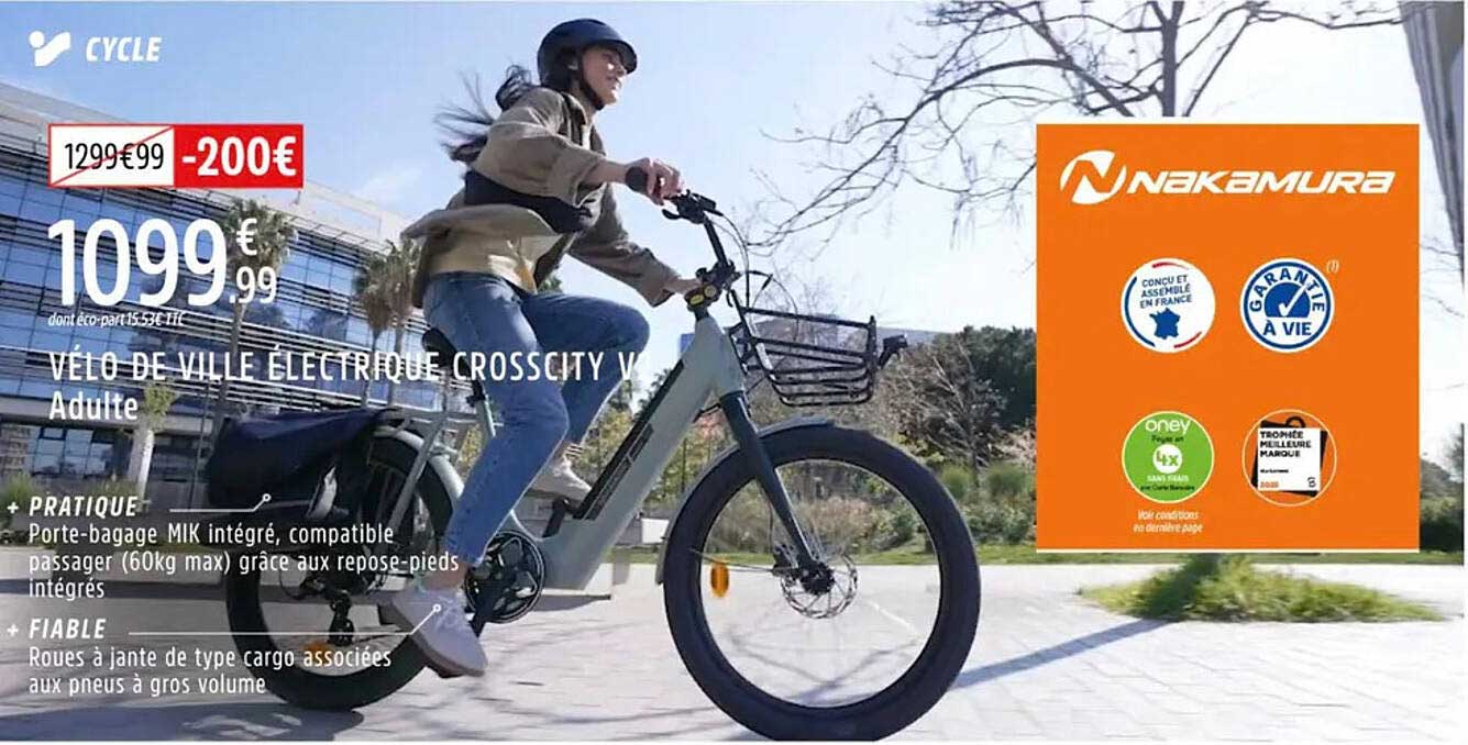 VÉLO DE VILLE ÉLECTRIQUE CROSSCITY V Adulte