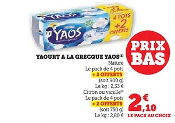 YAOURT A LA GRECQUE YAOS