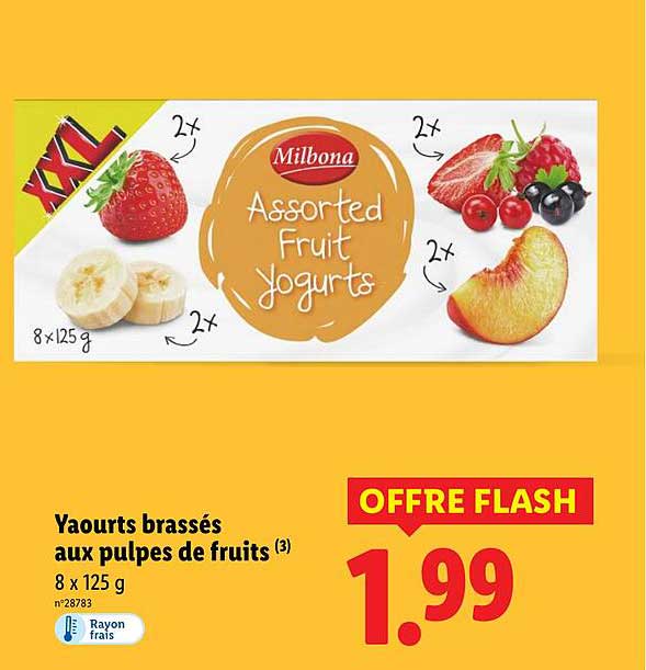 Yaourts brassés aux pulpes de fruits