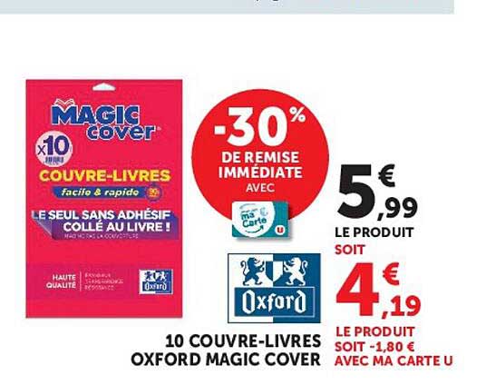 10 COUVRE-LIVRES OXFORD MAGIC COVER