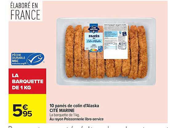 10 panés de colin d'Alaska CITÉ MARINE