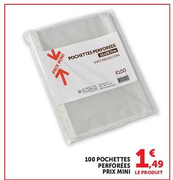 100 POCHETTES PERFORÉES PRIX MINI
