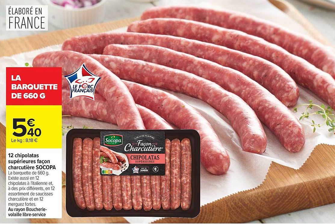 12 chipolatas supérieures façon charcutière SOCOPA