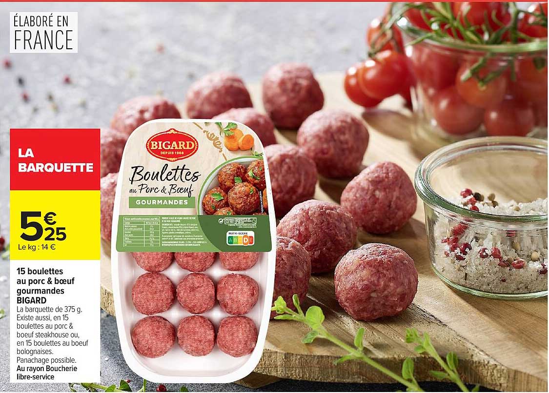 15 boulettes au porc & boeuf gourmandes BIGARD