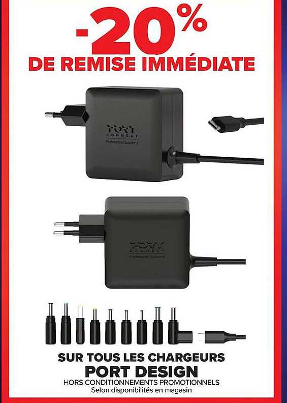 -20% DE REMISE IMMÉDIATE SUR TOUS LES CHARGEURS PORT DESIGN