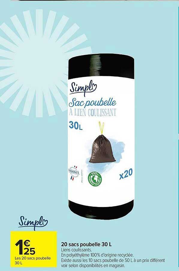 20 sacs poubelle 30 L