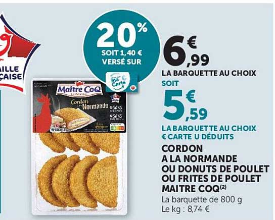 20% soit 1,40 € versé sur la carte U