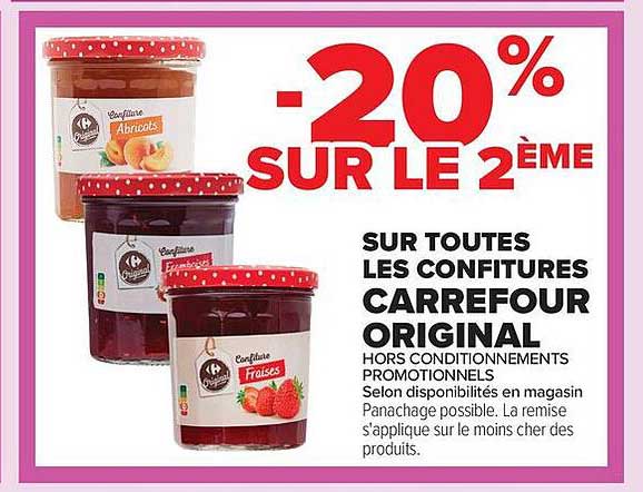 -20% SUR LE 2ÈME SUR TOUTES LES CONFITURES CARREFOUR ORIGINAL