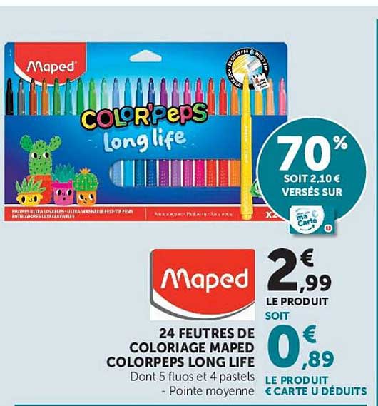 24 FEUTRES DE COLORIAGE MAPED COLORPEPS LONG LIFE