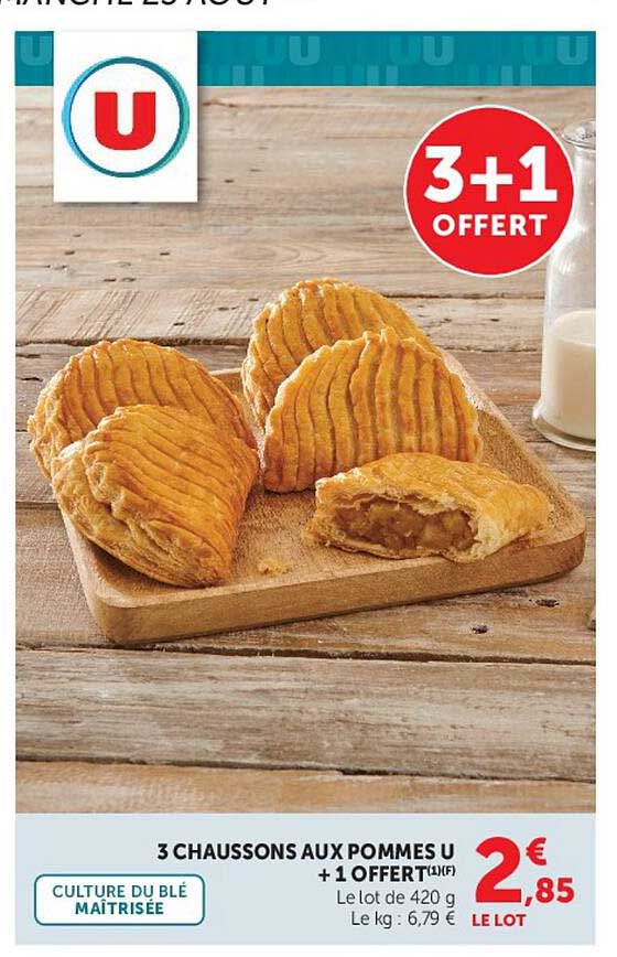 3 CHAUSSONS AUX POMMES U + 1 OFFERT(1)(F)