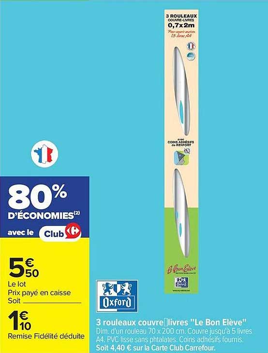 3 rouleaux couvre-livres "Le Bon Élève"