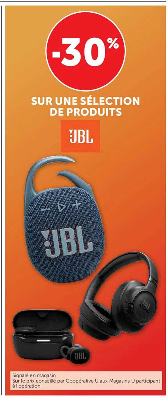 -30% SUR UNE SÉLECTION DE PRODUITS JBL