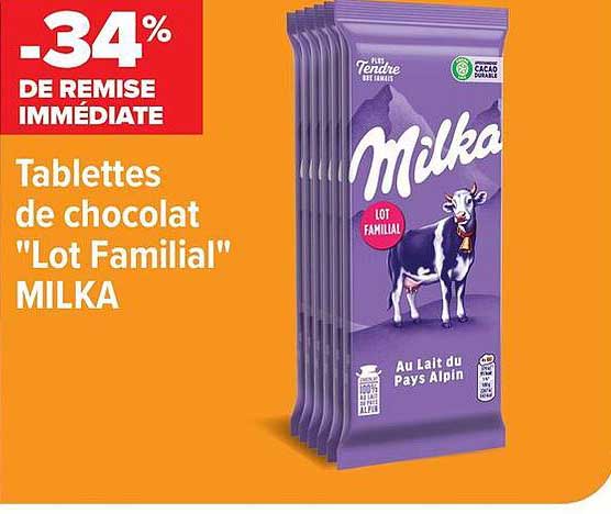 -34% DE REMISE IMMEDIATE Tablettes de chocolat "Lot Familial" MILKA