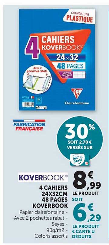 4 CAHIERS KOVERBOOK 24X32CM 48 PAGES KOVERBOOK