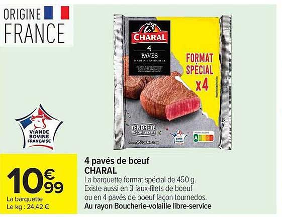 4 pavés de bœuf CHARAL