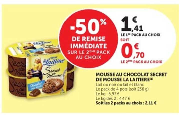 -50% DE REMISE IMMEDIATE SUR LE 2ÈME PACK AU CHOIX