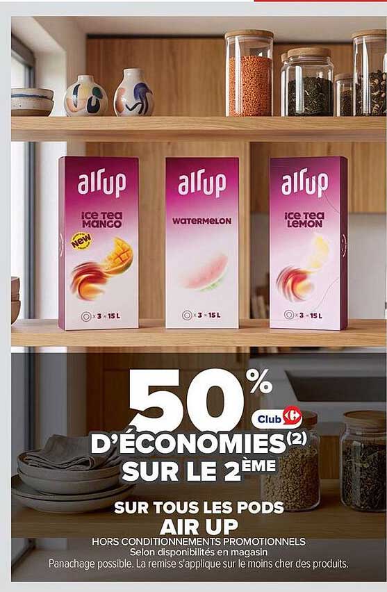 50% d’économies Club sur le 2ème sur tous les pods AIR UP
