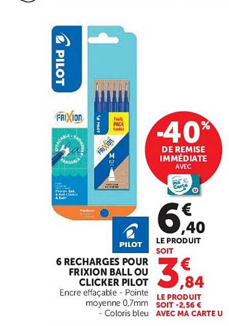 6 RECHARGES POUR FRIXION BALL OU CLICKER PILOT